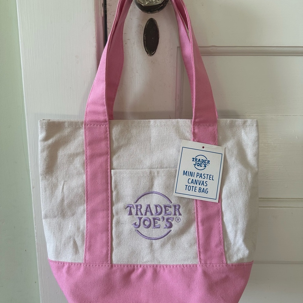Pink and Cream Canvas Tote Bag